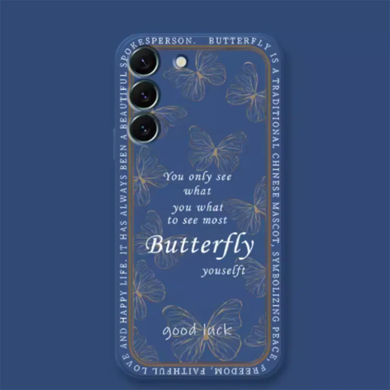 YL-Luxury Shockproof Butterfly Phone Case For Samsung Galaxy S23 22 21 20 10e Note20 10 FE Ultra Plus Silicone Back Cover Coque