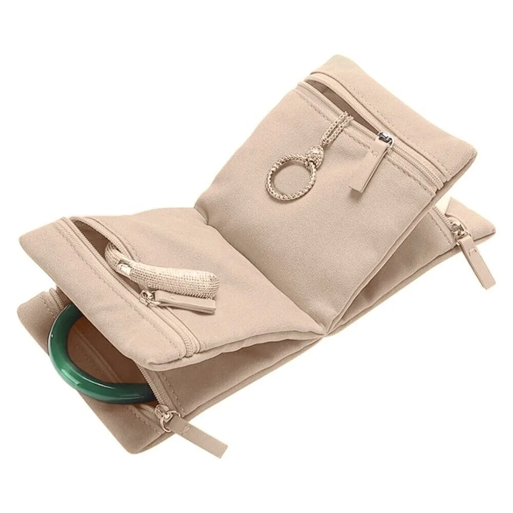 

Portable Velvet Jewelry Storage Bag Foldable Zipper Jewelry Organizer Multiple Compartments Clutch Bag Earrings