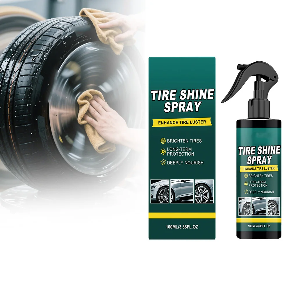 Non Greasy Tire Shine Spray 100ml Formula for Tires Bumpers Floor Mats Rubber Trims Wet Look Finish Non Greasy