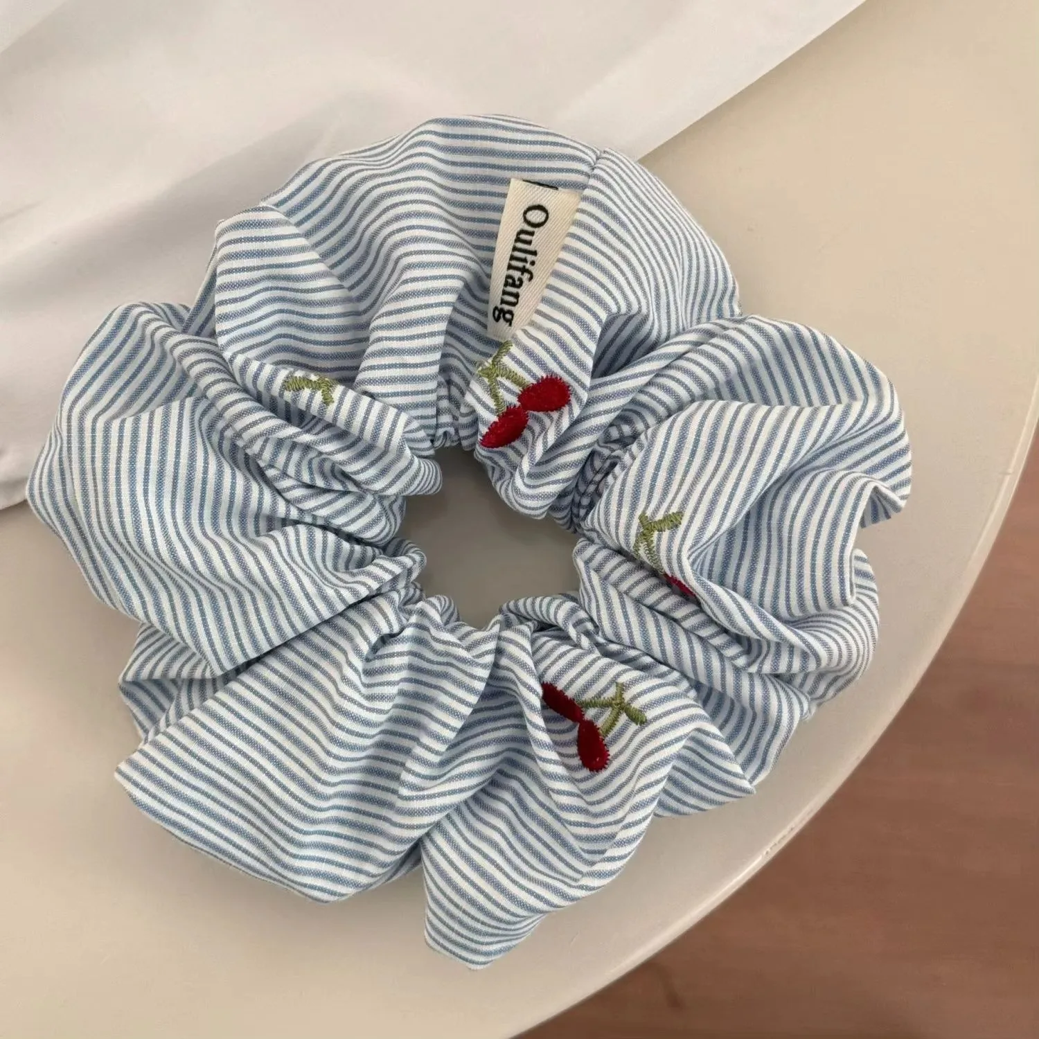 2 pieces of exquisite Korean style blue striped bow cherry tight headband fashionable new hair accessory styling fixed props image 6