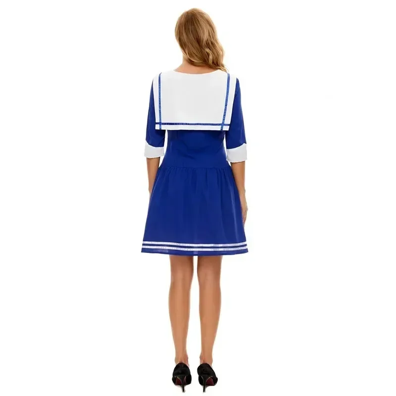 Vestido Sexy azul marino náutico para discoteca, disfraz de Cosplay de colegiala japonesa para fiesta de Halloween