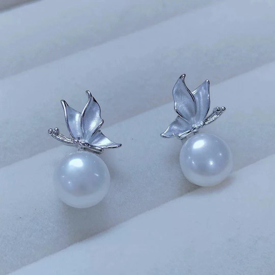 

Wholesale 925 Sterling Silver Earrings Mount Findings Settings Base Mounting Parts Accessory for 9-10mm Pearls 5 pairs/lot