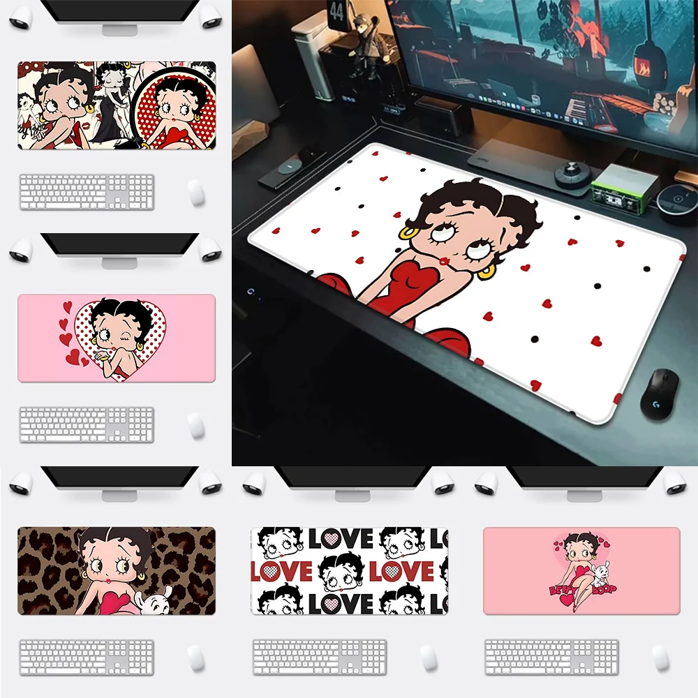 Cartoon B-BettyS B-BoopS Mousepad HD Printing Computer Gamers Locking Edge Non-slip Mouse Pad XXL90x40cm Keyboard PC Desk Pad