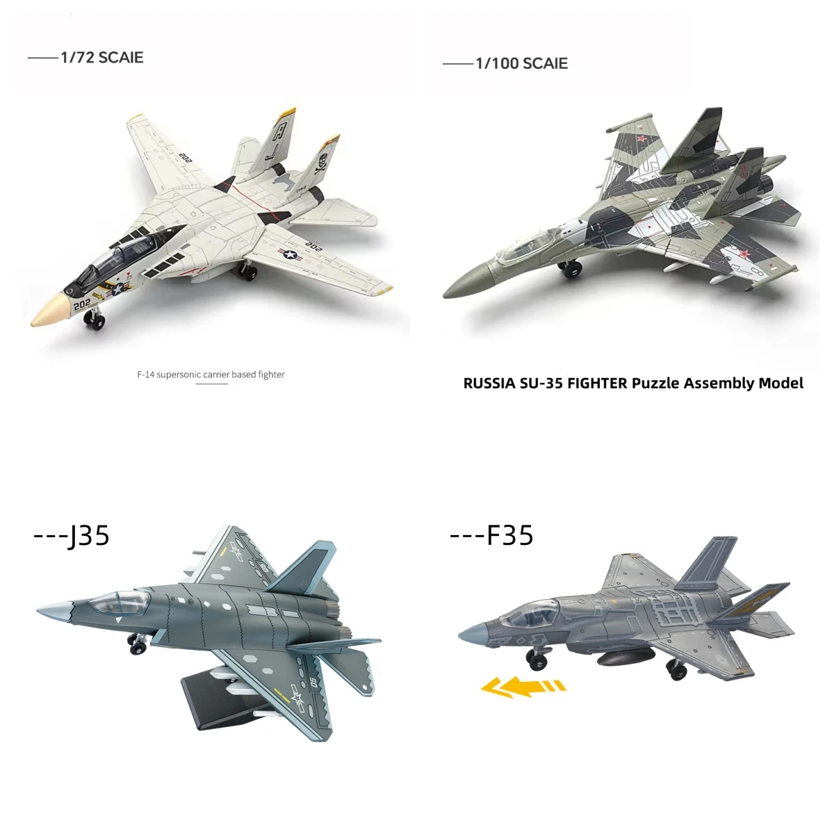 

F14 Aircraft Model Plane Toy ABS Fighter Toys su35 J35 Stealth Fighter Model F35 Souvenir Collection Educational Toys