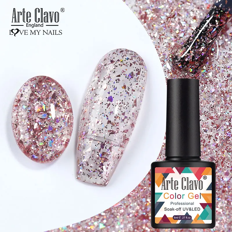 Arte Clavo 8ml Paillettes luminose Smalto gel Glitter Pittura diamante Nail Art Design Vernici ibride Base superiore Primer per manicure