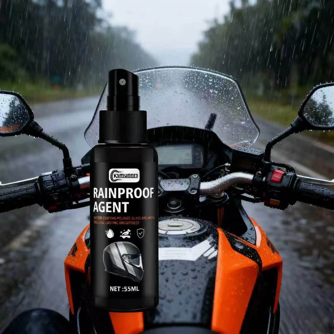 Ksmunnrs  Rainproof Agent: Multi-Material Coating Spray, Long-Lasting Brightness & Rain-Repellent for Helmets/Glass