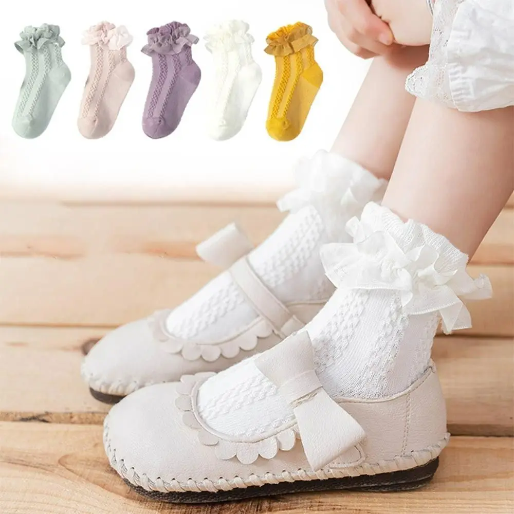 Harajuku Sweet Fashion Design Ruffles Lace Patchwork Girls Gift Mid-Tube Hosiery Girls Lace Socsk Korean Style Lolita  Socks