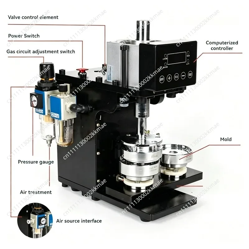 Automatic badge machine, pneumatic ba dge machine, tinplate bad ge making machine, double flash, including badg e mold