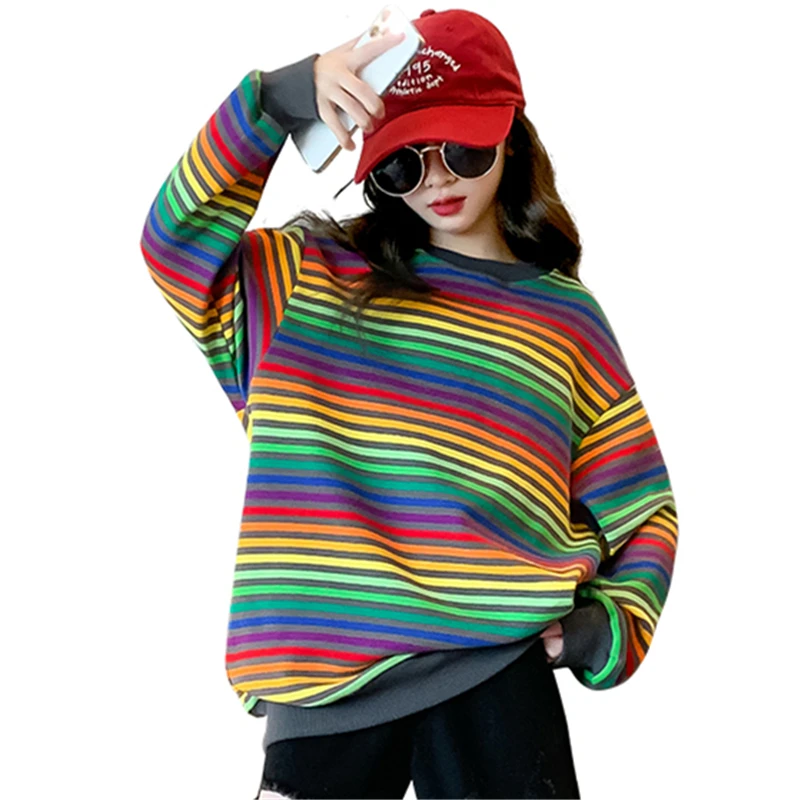 

High Fashion Children Bright Colorful Striped Sweater for Teen Girls Street Style Knitwear Kids Trendy Knitted Autumn Clothing