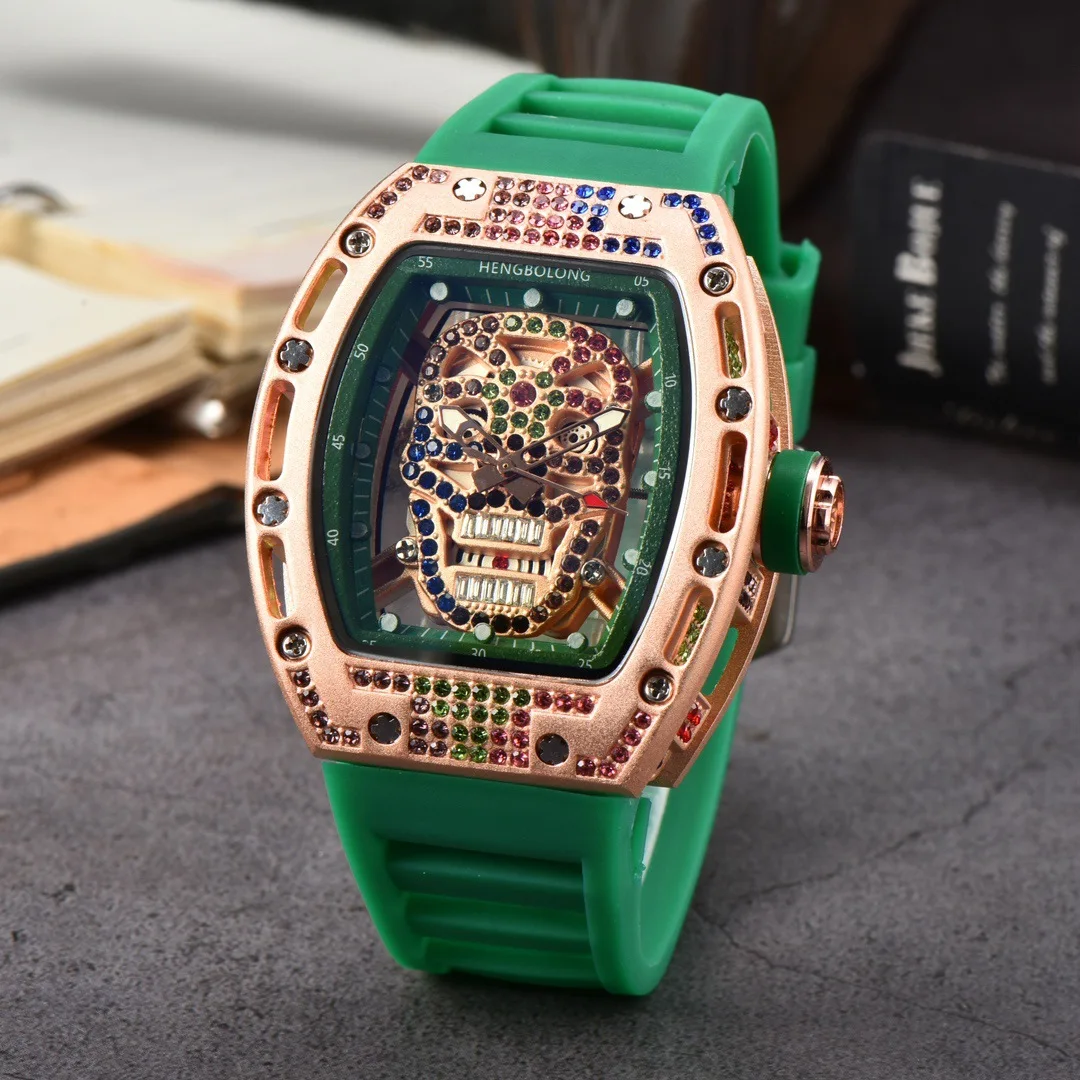 Tonneau Creative Colored Diamonds Business Fashion Quartz Watch Men High Quality Watch Personality Watch Luxury AAA Clock