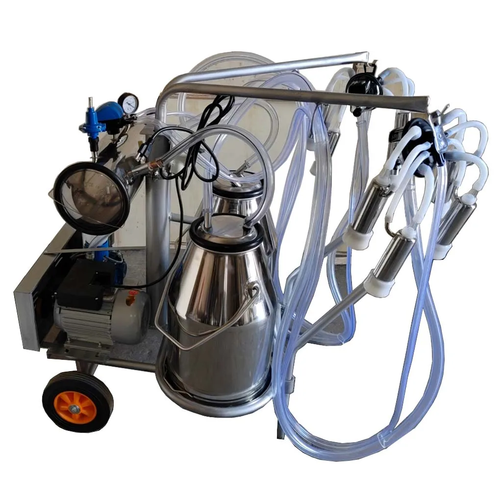 Animal Milk Sucking Machine / Vacuum Pump Double Bucket Cow Milking Machine HJ-CM011VD
