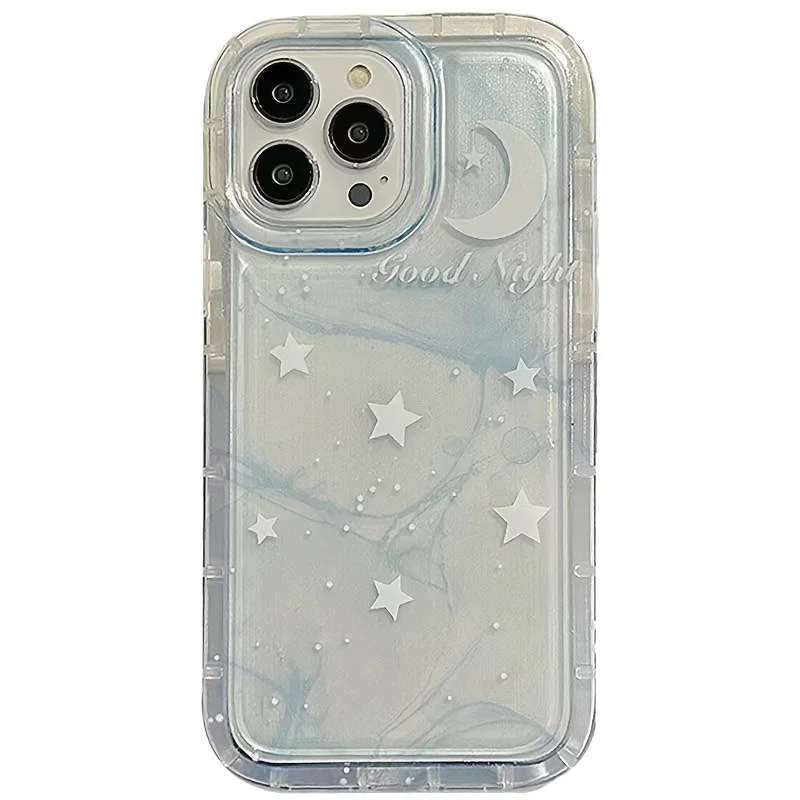 Star Moon Dyed Blue Phone Case For iPhone 14 13 12 11 Pro Max XS MAX XR 7 8 Plus Mini SE 2020 Silicone Cover Cases