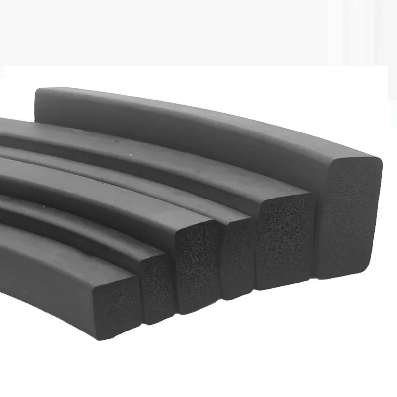 

5meter all sizes EPDM foamed rubber square type Sealing Strip Sound proofing dustproof black Foamed rectangle seal strip