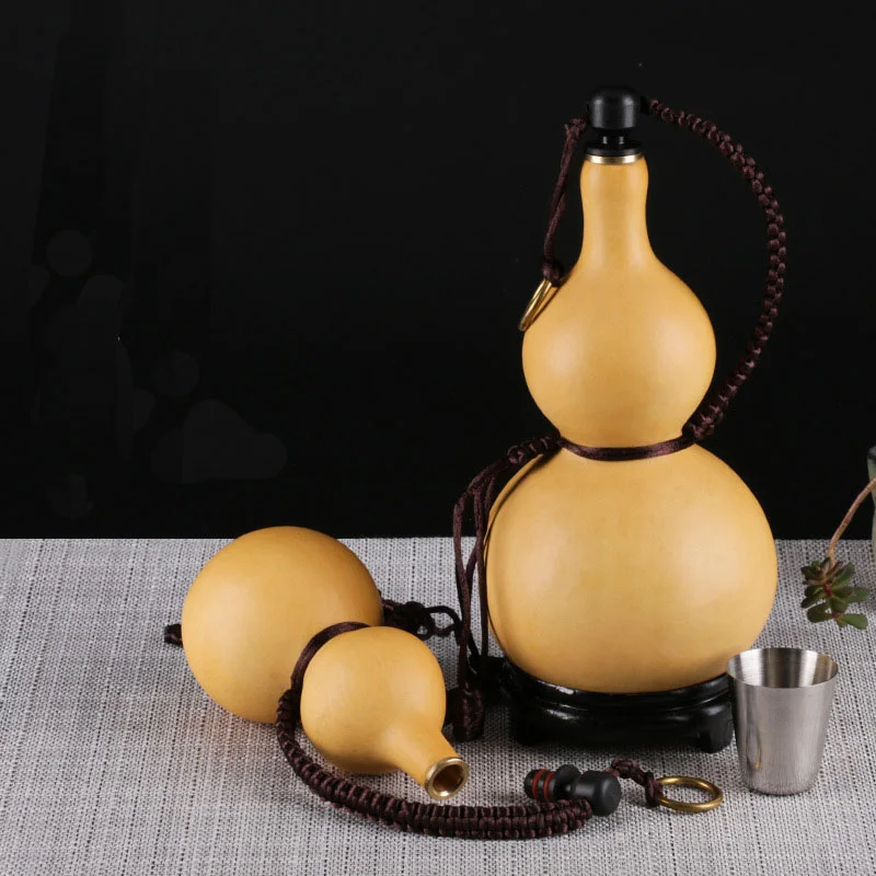 Natural Gourd Water Bottle for Cosplay Hulu Hulou Calabash Home Table Decor Chinese Pumpkin for Drinks Holder Ornament