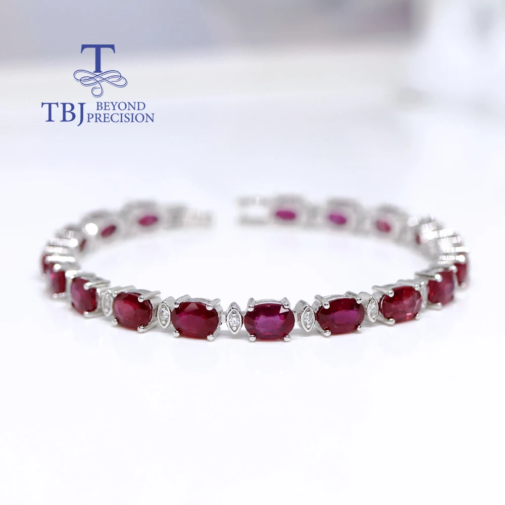 Natural FILLED Ruby Bracelet 925 Sterling Silver True Gemstone Elegant Noble Fine Jewelry for Anniversary Wedding Gift