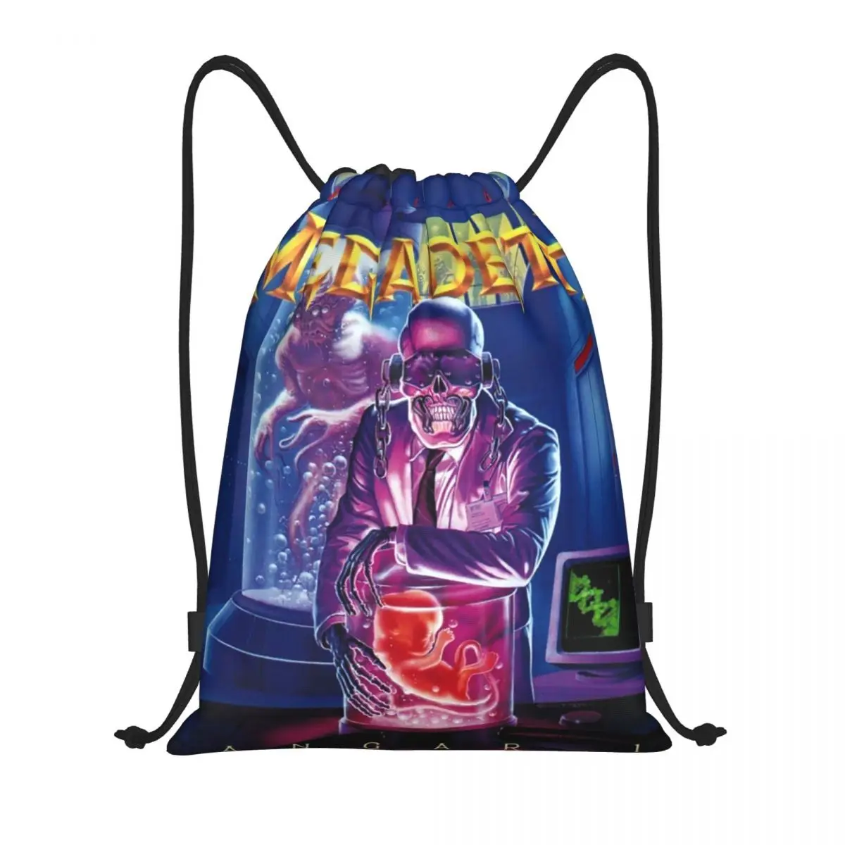 

Megadeths Rest In Peace Blue Drawstring Backpack Sports Gym Bag for Women Men Rock Band Shopping Sackpack