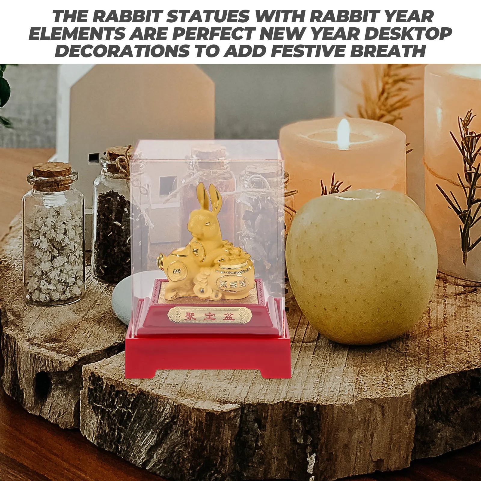 Premium Rabbit Statue for New Year 2023 Zodiac Bunny Decoration Desktop Garden Home Office Bar Shop Window Festive Spring view 6