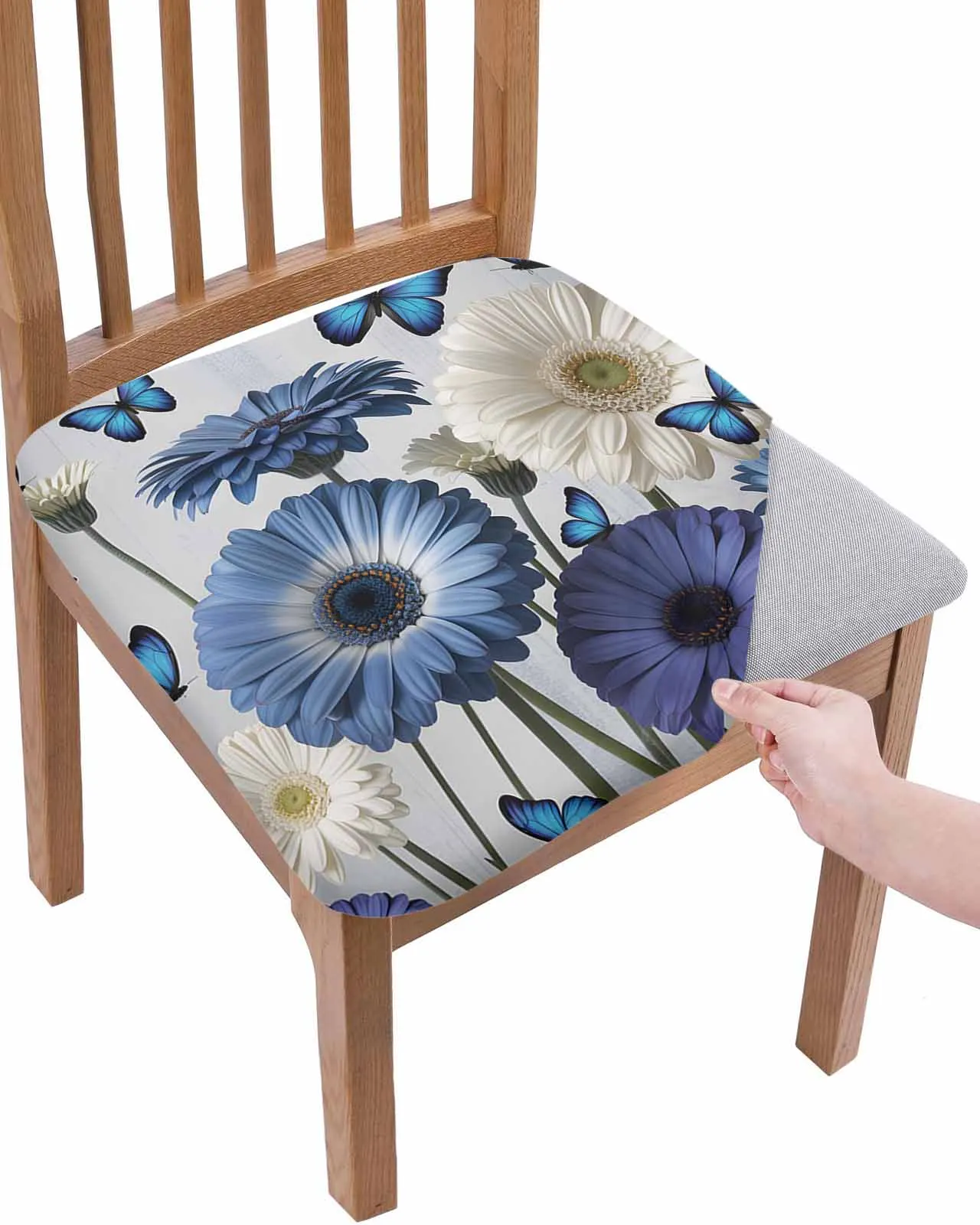 

Idyllic Daisy Butterfly Flowers Elasticity Chair Cover Office Computer Seat Protector Case Home Kitchen Chair Slipcovers