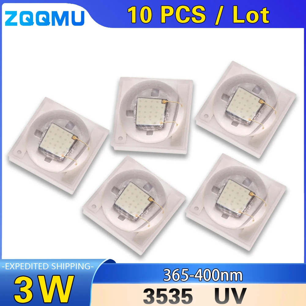 3 واط عالية الطاقة 3535 الأشعة فوق البنفسجية LED رقاقة 36nm إلى 400nm الضوء الأرجواني خرزة مصباح للكشف عن الأوراق النقدية قاعدة السيراميك 395 385 375 نانومتر تنمو