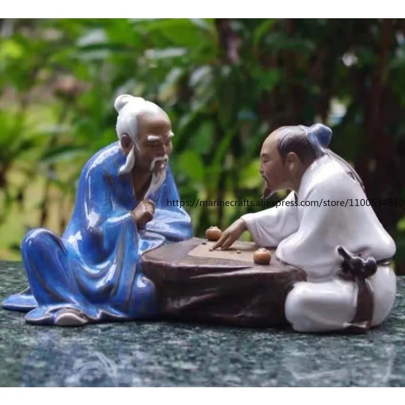 

Doll Ceramic Go Ya Qu Bonsai Creative Ornament Study Living Room Home Accessories Old Man Playing Chess