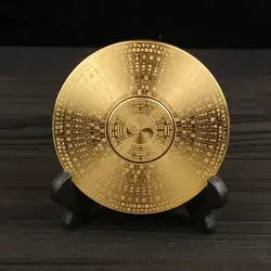 Rotatable Feng Shui Compass Brass Rustproof Retro Style Chinese Tai Chi Bagua Brass Compass Desktop Decoration Outdoor Tools