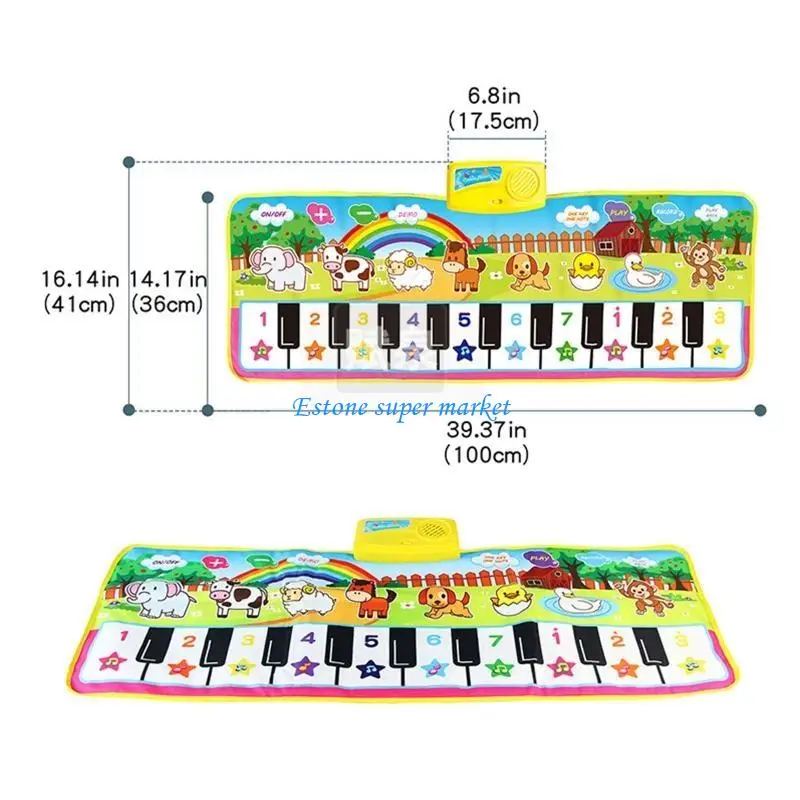 090B لعبة الموسيقى التفاعلية لوحة المفاتيح لعبة تطوير حسية للأطفال مع صوت الحيوان