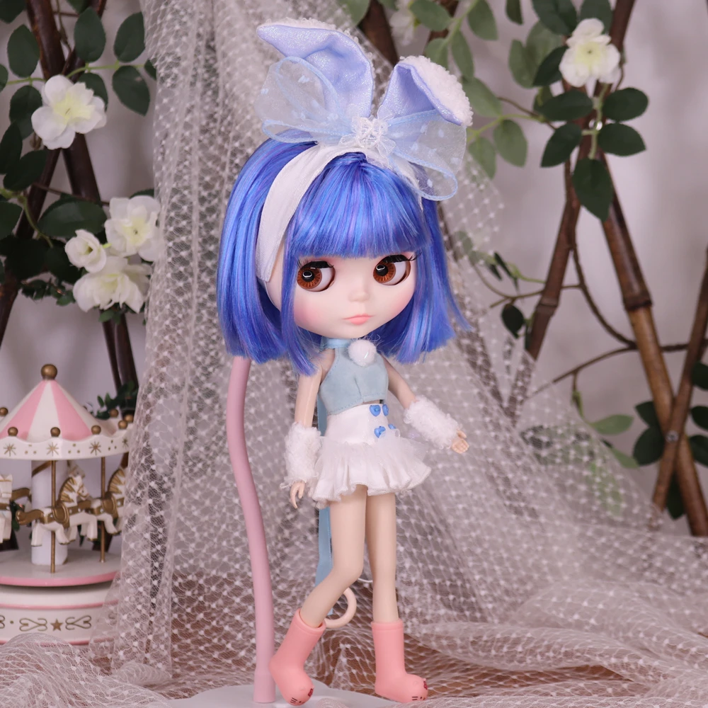 ICY DBS Blyth Doll Fair Skin Glossy Face Green Hair Purple Hair Including Clothes Shoes 30cm Doll Girl Festival Birthday Gift