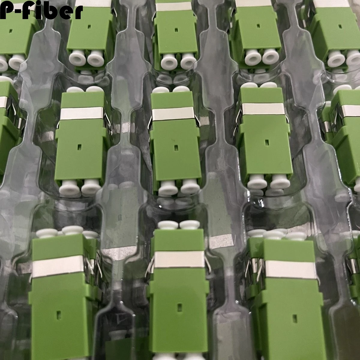 fiber adapter LC/APC duplex flangeless green singlemode 50pcs optical fiber connector LC/UPC SM dual fiber ftth coupler P-FIBER