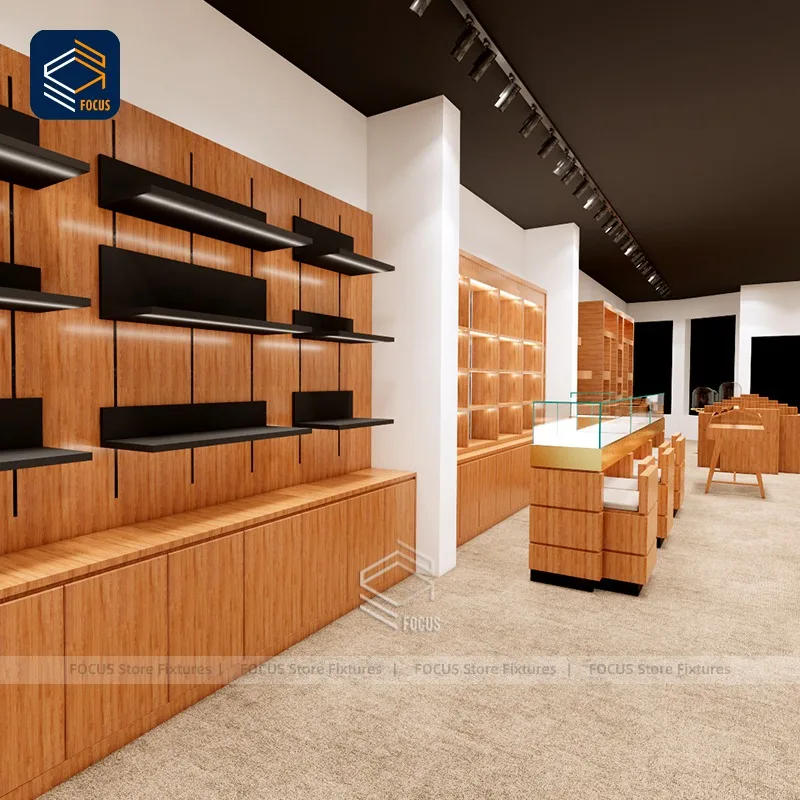 custom.Jewelry Shop Design Jewellery Showcase Wooden Jewelry Retail Display Racks
