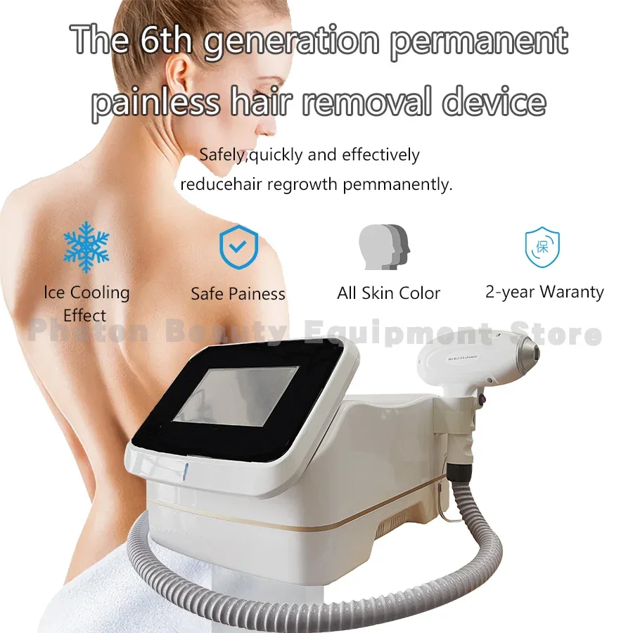 6th Generation Hair Removal Machine 755/808/1064nm Triple Wavelength Ice Removal Salon Portable Beauty Device High Efficiency