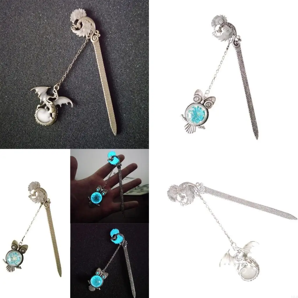 

Y5LB Vintage Bookmarks with Pendant Metal Bookmarks Book Page Marker Appreciation Present for Book Lover Writer Teacher