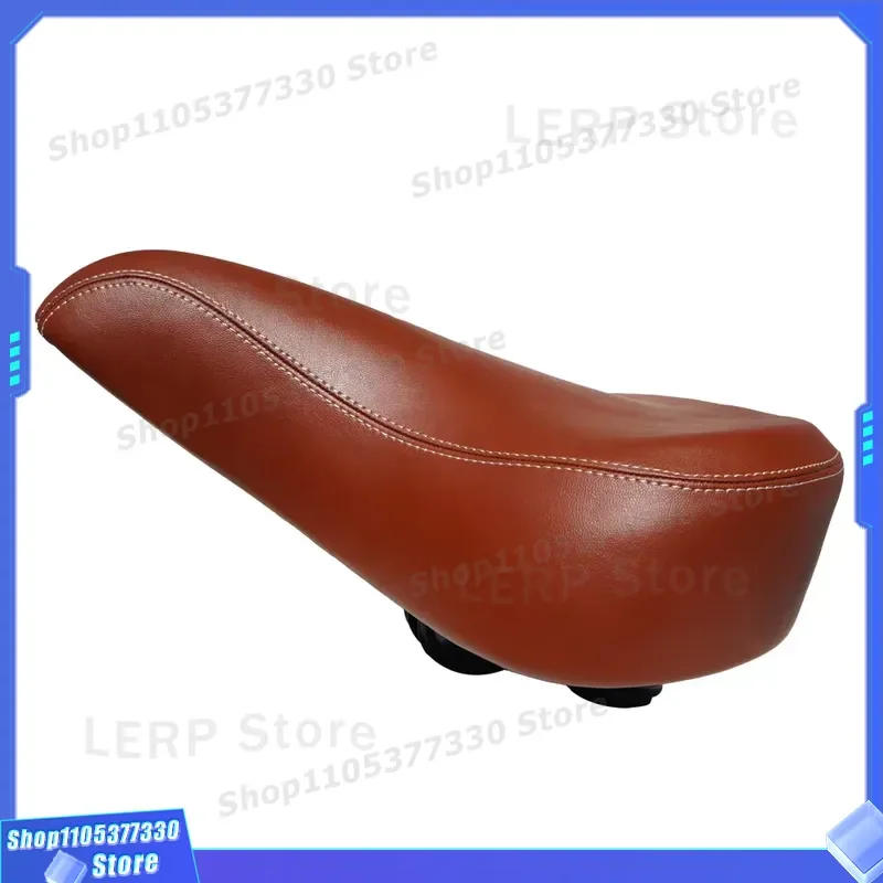 Wide Vintage Polyurethane Leather Bike Saddle Shock Absorbing Comfortable Cruiser Seat for City Ride Brown Bicycle Cushion