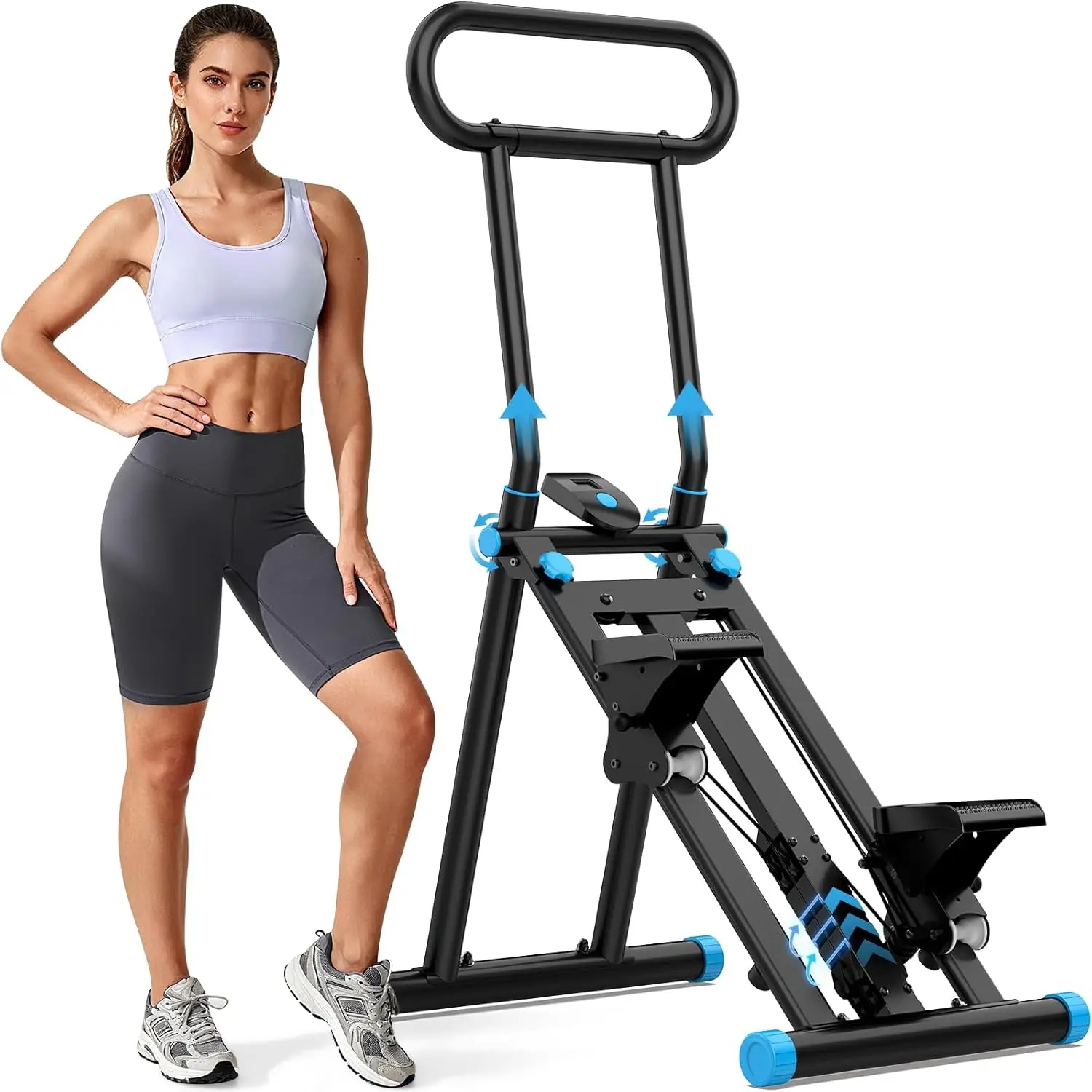 Home Workout Scene, Metal Material, Silver Color, 6-Level Adjustable Resistance and Folding Design Stair Stepper