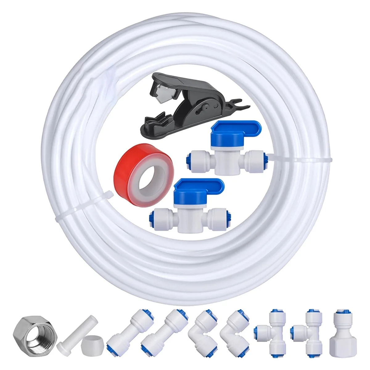 A69X 32.8ft Refrigerator Water Line Kit ,1/4inch OD Water Line Kit for Fridge Icemaker Reverse Osmosis System Water Filter