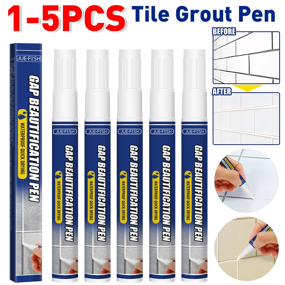 1-5PCS Waterproof Tile Marker Grout Pen Wall Seam Pen for Tiles Floor Bathroom Decontamination Seam Repair Cleaner Agents Paint