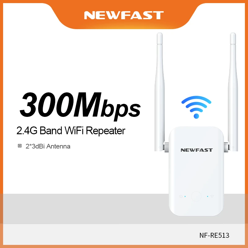 

Newfast 300Mbps WiFi Signal Amplifier 2*3dBi Antennas Wifi Repeater 80㎡ WIFI Extender WPA2 NF-RE513