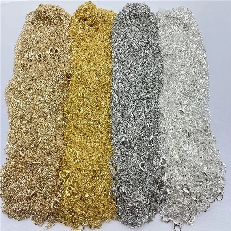 45+5cm Stainless steel Necklace Rope Gold Color Chain Lobster Clasp DIY Jewelry Accessories 100pcs/lot Wholesale