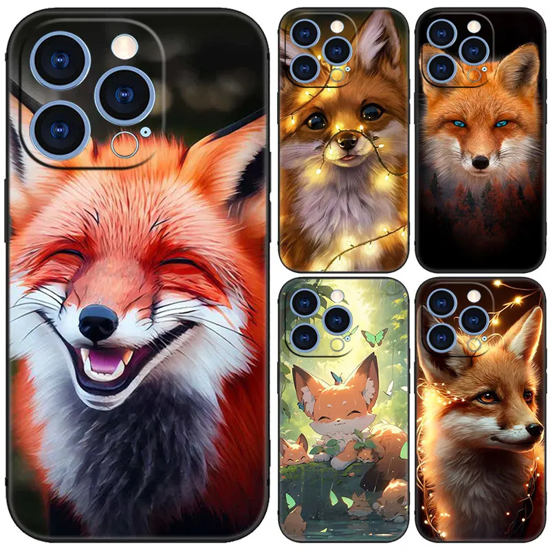 Cute The Fox Black Phone Case For Huawei Pura70 Pro Plus P60 Pro P50 P40 P30 P20 Pro P10 Lite PSmart Z PSmart 2021 Cartoon Cover