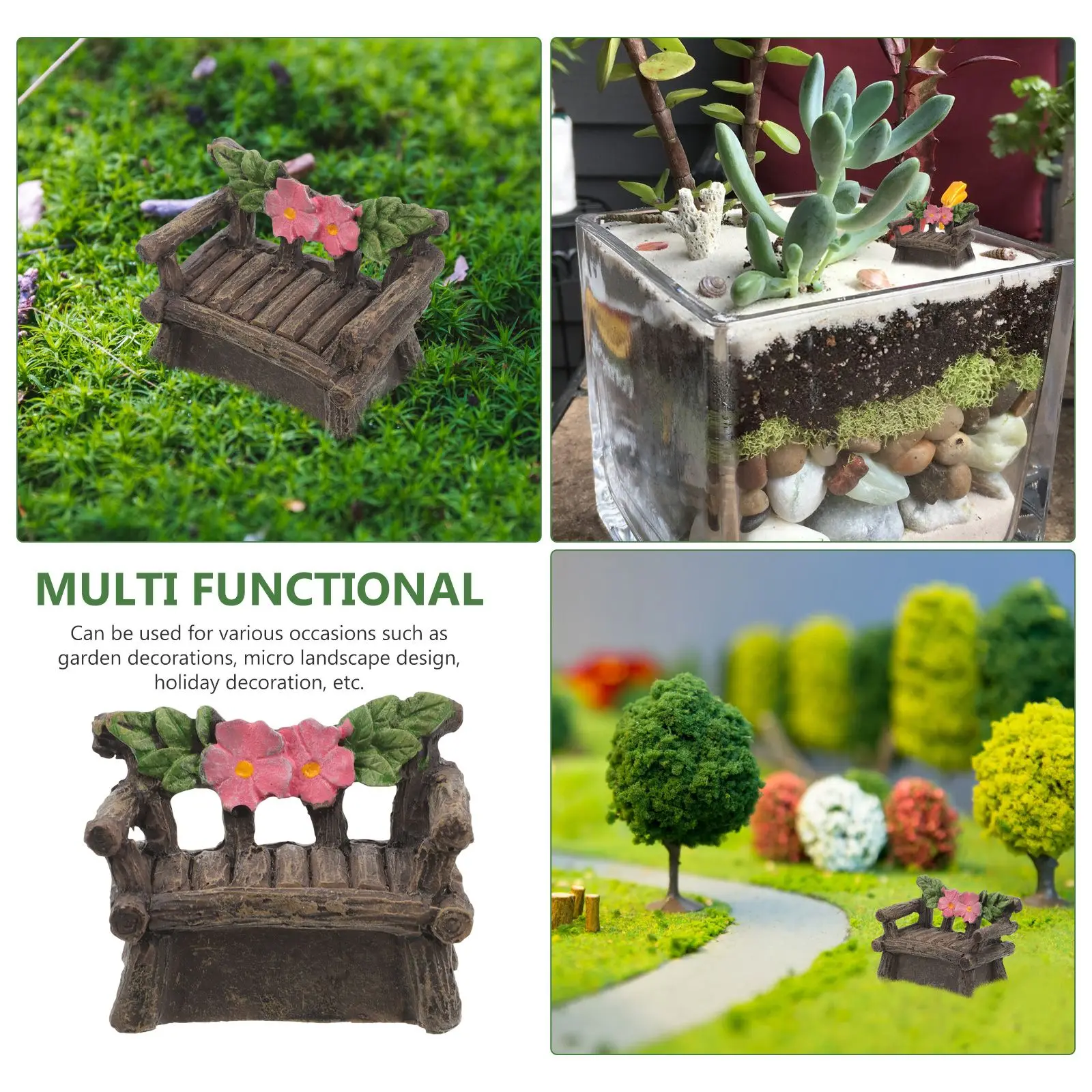 Mini piccola sedia Accessori da giardino in miniatura Realistico decorativo in resina artigianale Piccoli mobili Fata Sedie da tavolo Mini sedie per