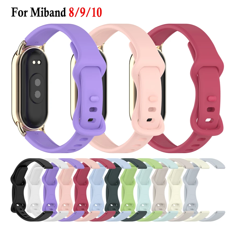 

Силиконовый ремешок для часов Xiaomi mi Band 10 9, сменный браслет-браслет для Xiaomi Mi Band 8 9 10, ремешок с металлическим шарниром