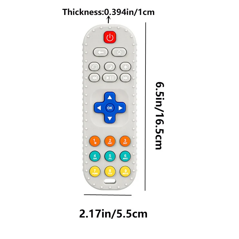 아기 실리콘 리모컨 모델 치발기 장난감 1개, 부드러운 치발기 장난감, 유아 남아 및 여아에게 적합, 아기 선물
