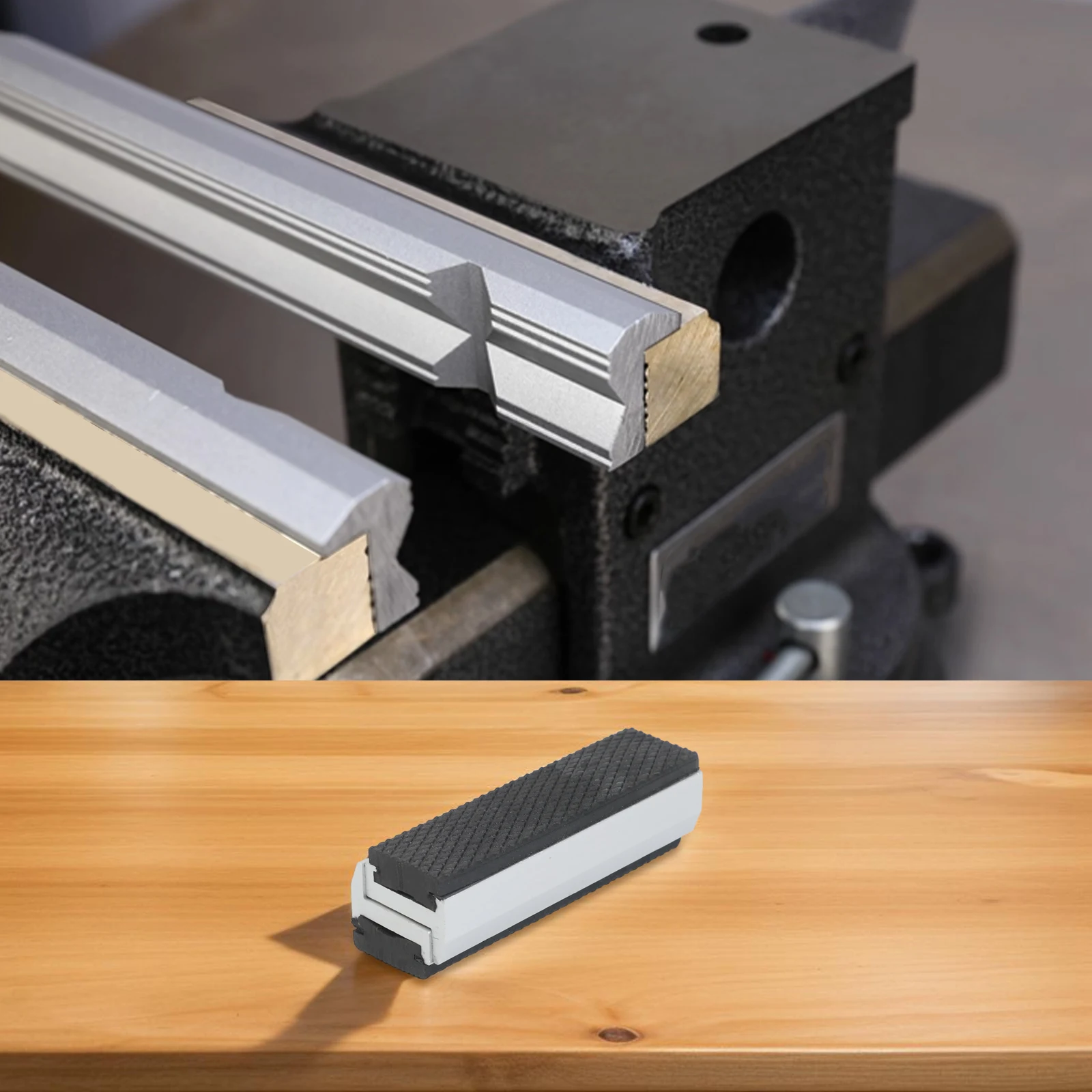 Aluminum Alloy Magnetic Vise Jaws with Rubber Grip Strips and Stable Magnetic Mounting for Reliable Vise Enhancement