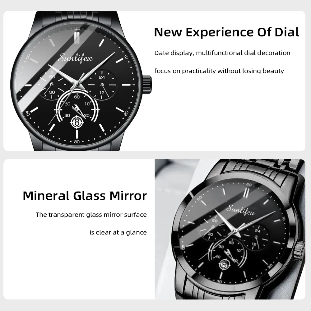 Sunlifex 2024 Sports Men's Watch Leisure Business Simple Quartz Watch