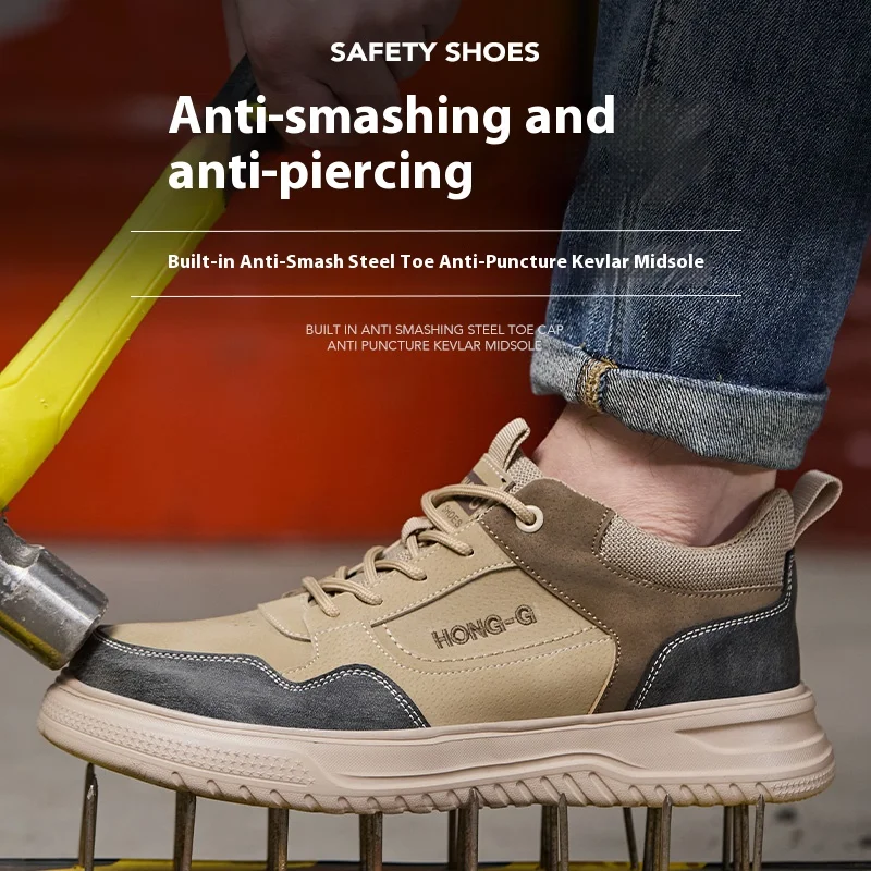 Steel Toe Safety Shoes Mens Lightweight Breathable Puncture Proof Light Sneaker, security protection Indestructible Work Shoes