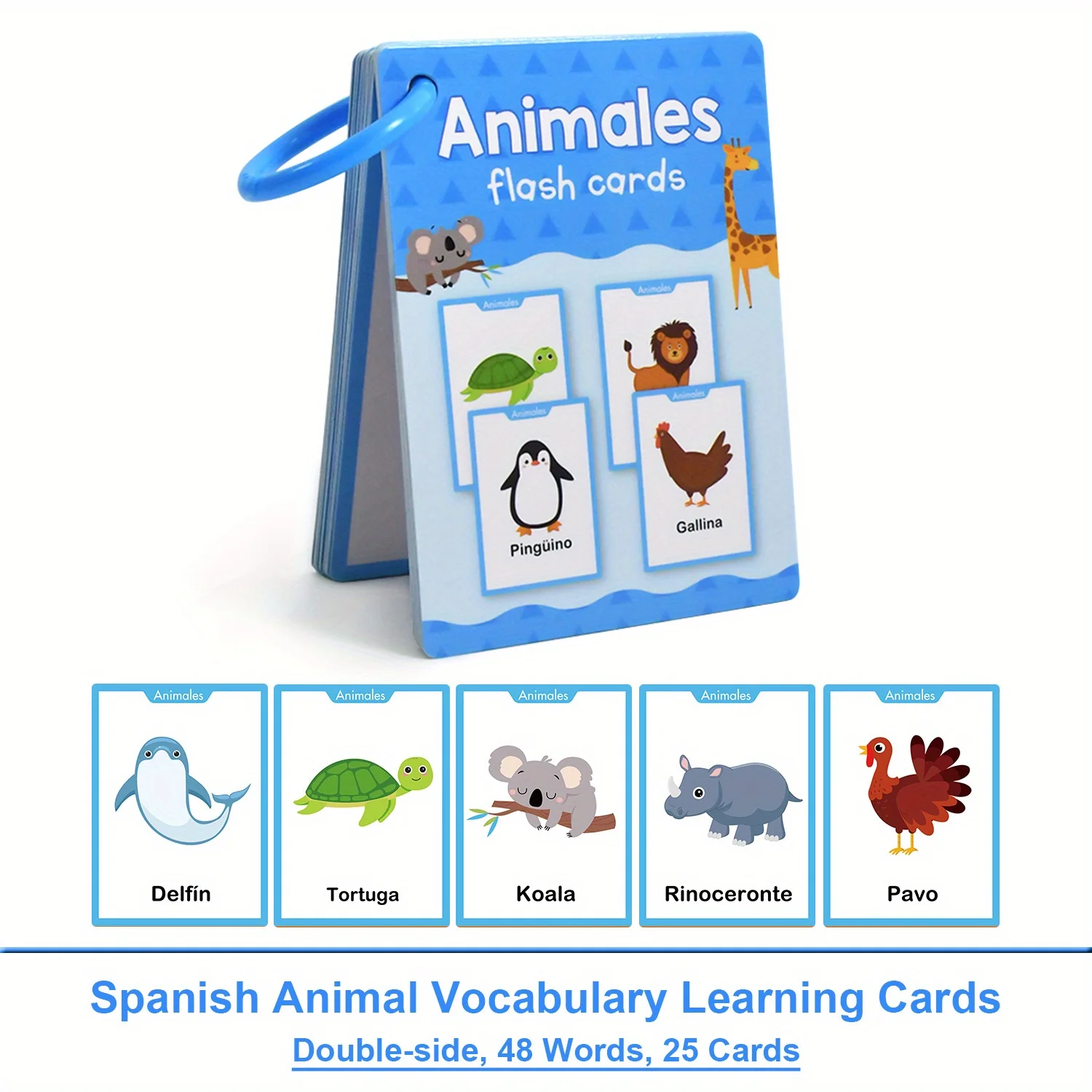 Spaans 4-thema's woordenschat leren flashcards, onderwijsmateriaal voor kleuterschool taalleermiddelen