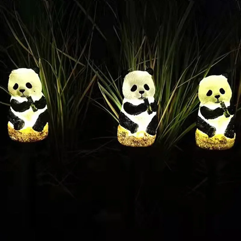 Outdoor Solar Powered Lights Waterproof Panda Resin Outdoor Statue Lamp 600mAh Ni-MH Battery Garden Landscape Decoration