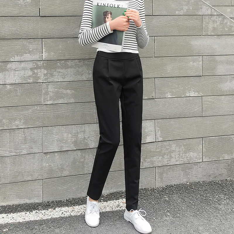 

Autumn Casual Pants Black Suit Pants Comfortable Nine-Point Petite Eight Small Feet Harem Elegant Trousers