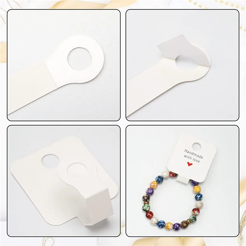 Organizador de cartón autoadhesivo para fabricación de joyas, embalaje de tarjetas, anillos y collares, soportes para pulseras, 50 unidades por lote