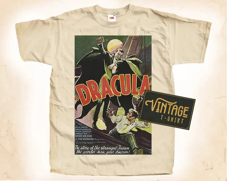 Dracula V1 Horror T shirt Tee Natural Vintage Cotton Movie Poster All Sizes