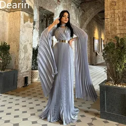 Customized Formal Gown Dearin High Collar A-line Floor Length Skirts Draped Fold Bespoke Occasion Dresses Saudi Arabia Prom Even